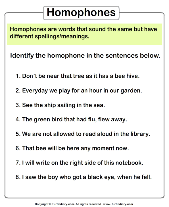 Identify Homophones