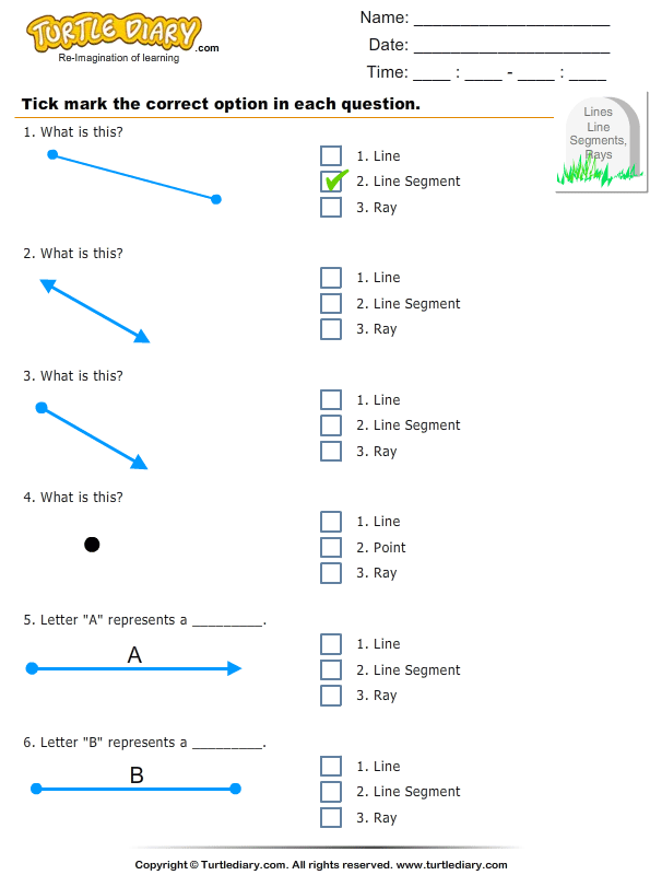 Lines, Line Segments and Rays : Multiple Choice Questions