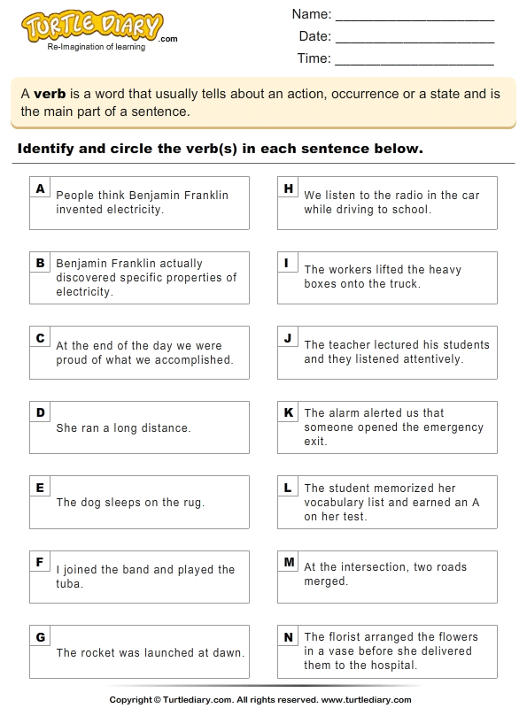 Verb Worksheets For Elementary School Printable Free K5 Learning Grade 3 Verbs Worksheets K5