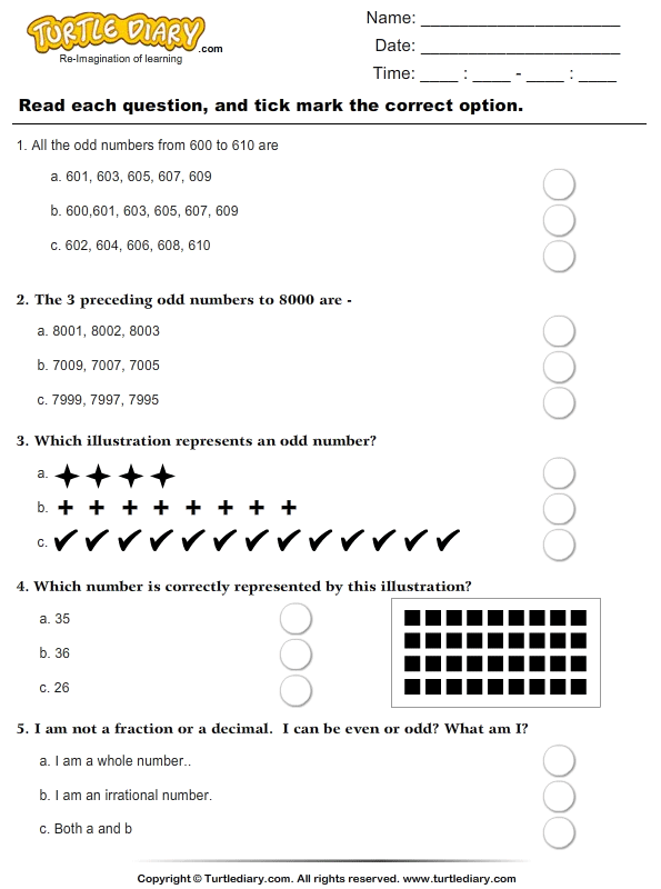 Odd Numbers : Multiple Choice Questions