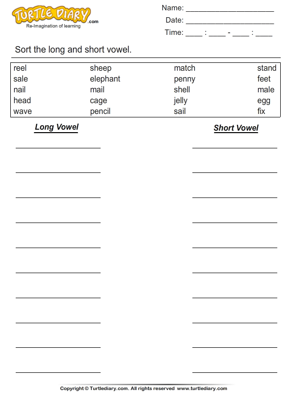Sort the Long and Short Vowels