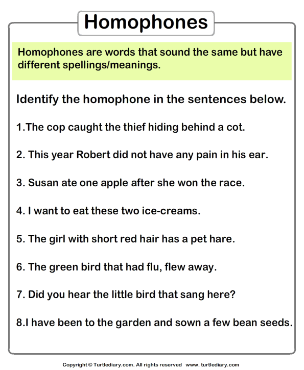 Identify Homophones