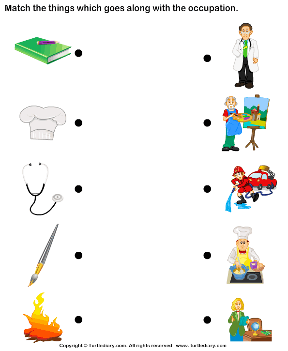 Match Objects with Occupation | Turtle Diary Worksheet