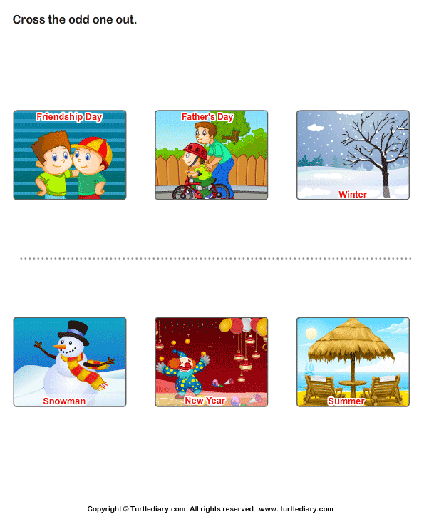 Cross the odd one out. Weather Worksheets. Months and Seasons Worksheets for Kids Paint.