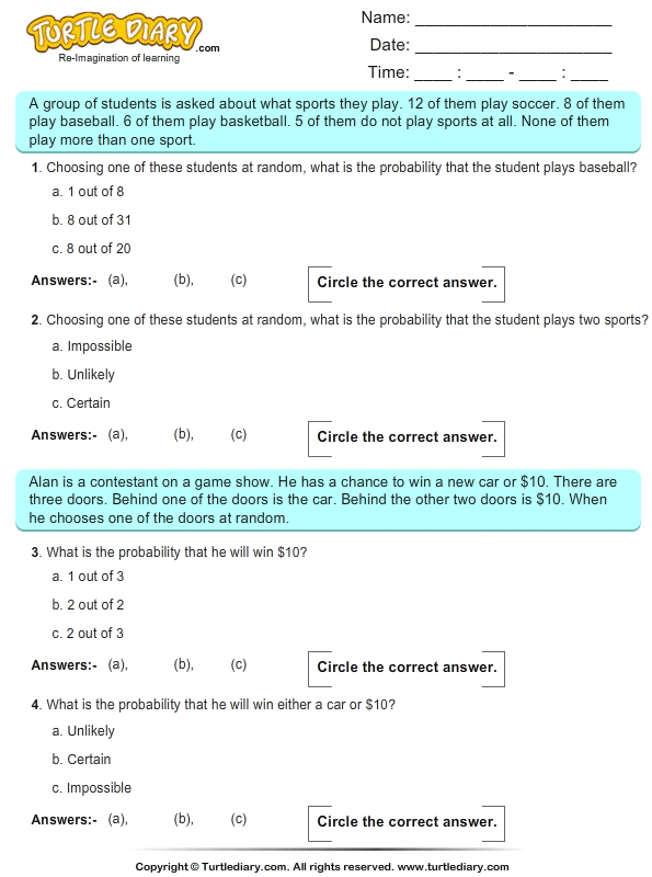 Probability: Multiple Choice Questions