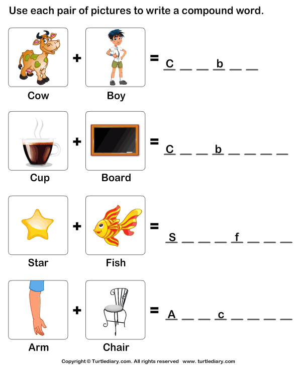 compound words with pictures worksheets