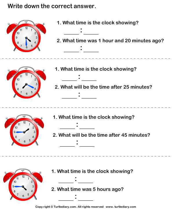 Elapsed Time Worksheets Answers