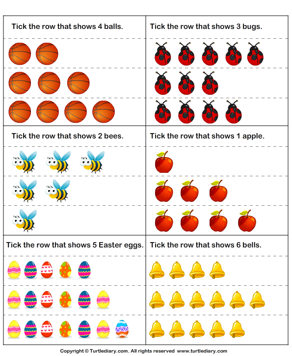 Represent Numbers with Pictures Turtle Diary Worksheet