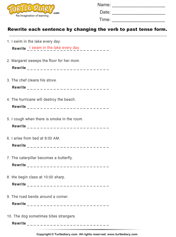 Change Past Tense Into Past Continuous Tense