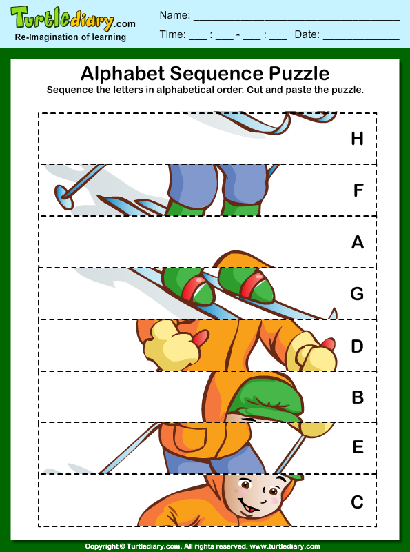 Alphabet Sequencing Puzzle | Turtle Diary Worksheet