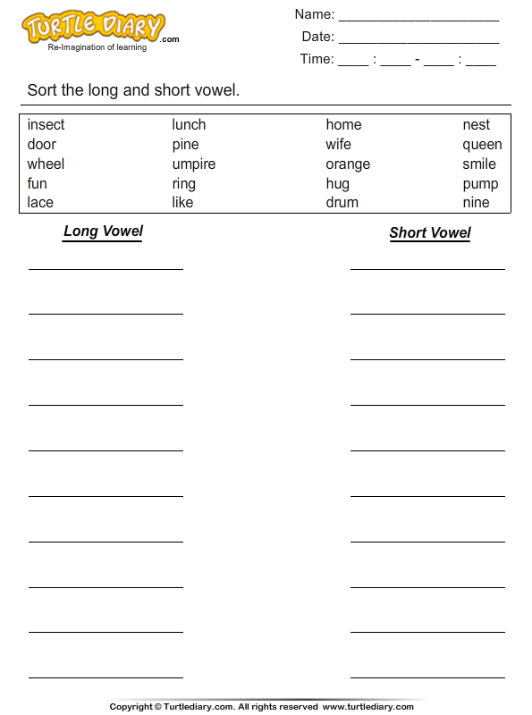 Sort the Vowels - Short and Long