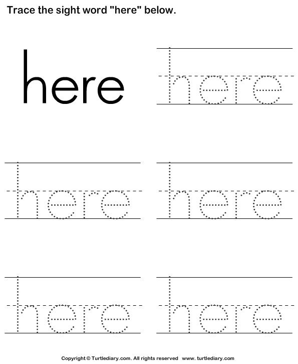 Sight Word Come Tracing Sheet Turtle Diary Worksheet