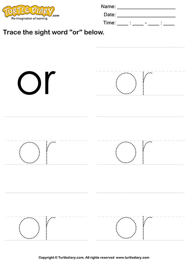 Sight Word Or Tracing Sheet | Turtle Diary Worksheet
