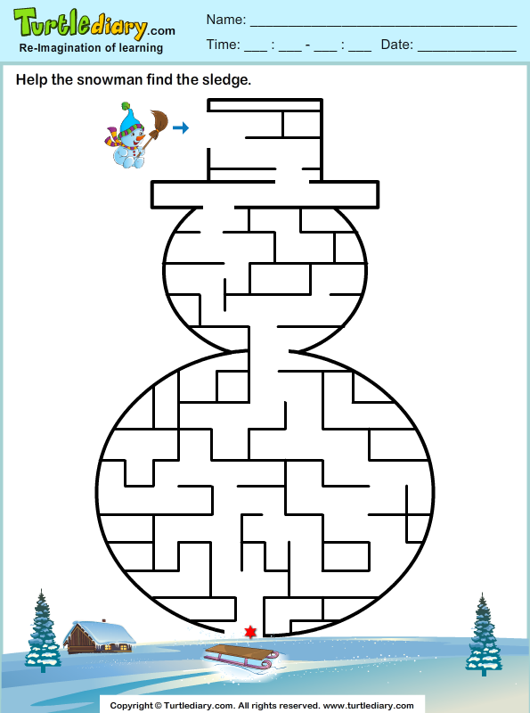 Snowman Maze Turtle Diary Worksheet