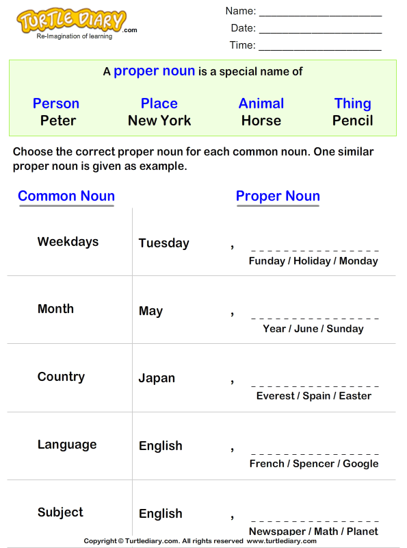 select-proper-noun-for-each-common-noun-turtle-diary-worksheet