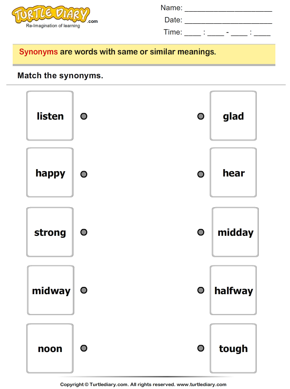 Match the Synonyms