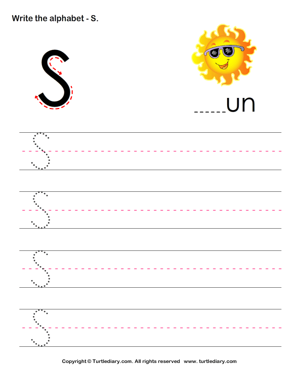 Uppercase Alphabet Writing Practice S Turtle Diary Worksheet