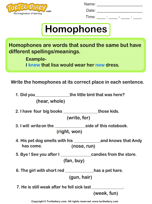Choose the Correct Homophone