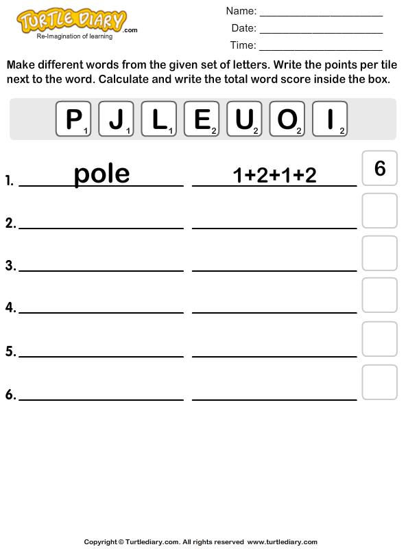 Use Letters to Form Different Words