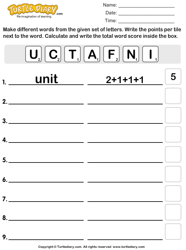 Use Letters to Form Different Words