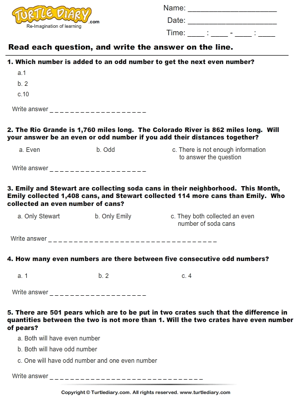 Even Numbers : Multiple Choice Questions