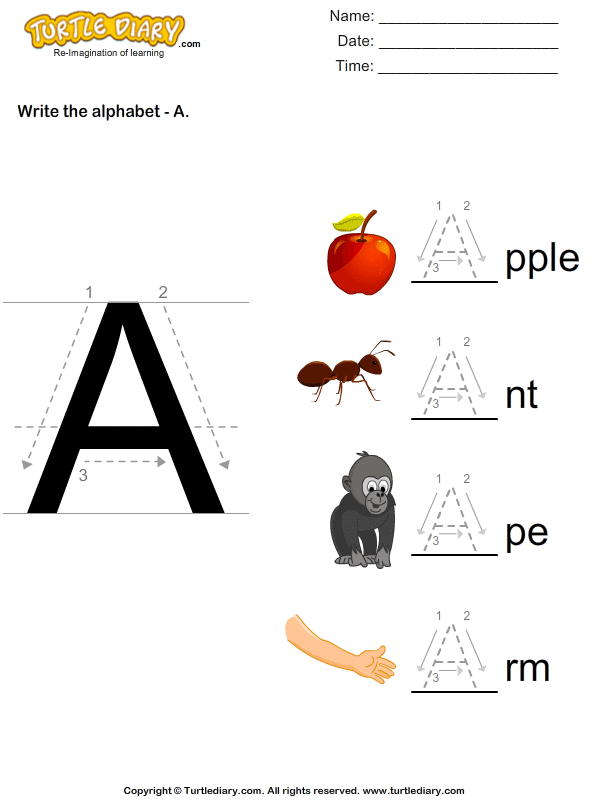Alphabet - Write in Upper Case (a -z)