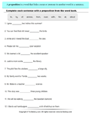 Choose and Write Correct Preposition to Complete Sentences