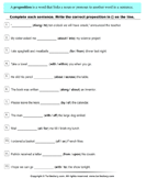 Choose Prepositions to Complete Sentences