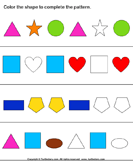 Complete the Shape Pattern - geometric-shapes - Kindergarten