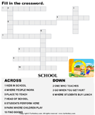 Complete the Crossword - spelling - Kindergarten