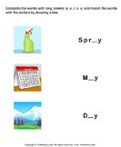 Complete Words with Long Vowel Sound A and Match with Pictures