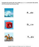Complete Words with Long Vowel Sound I and Match with Pictures