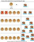 Cross Out Cents Required to Buy Cakes