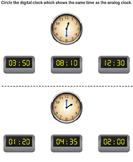 Match Analog and Digital Clocks - units-of-measurement - Kindergarten