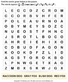 Dog Family - Find Names in a Crossword - animals - Second Grade