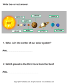 Solar System: Answer the Questions - solar-system - First Grade