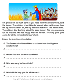 Fill in the Blanks from Comprehension King and Farmer