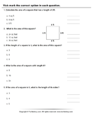 Area : Multiple Choice Questions - area-and-perimeter - Third Grade