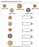 Identify Coins - units-of-measurement - Kindergarten