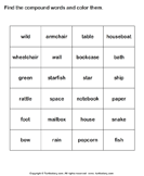 Identify Compound Words and Color the Box