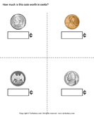 Name and Value of Coins - money - First Grade