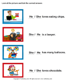 Choose Between She and He - noun - Kindergarten