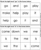 Identify Sight Words Go Is