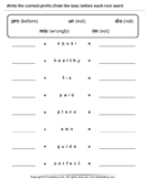 Write the Correct Prefix - compound-words - First Grade