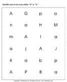Identifying Lowercase and Uppercase Letter A
