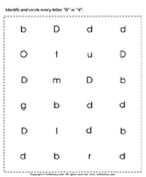 Identifying Lowercase and Uppercase Letter D