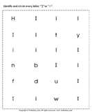 Identifying Lowercase and Uppercase Letter I