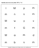 Identifying Lowercase and Uppercase Letter M