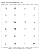 Identifying Lowercase and Uppercase Letter N