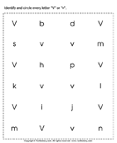 Identifying Lowercase and Uppercase Letter V